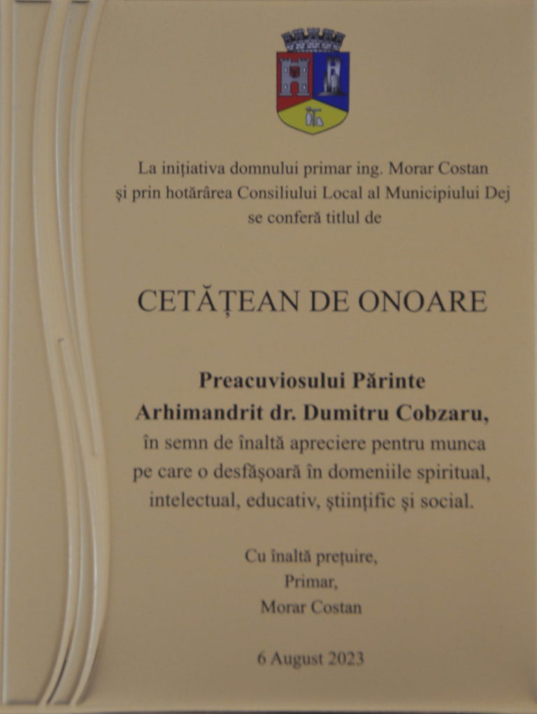 Decernarea titlului de cetatean de onoare a Municipiului Dej, Biserica militara Dej, Cluj